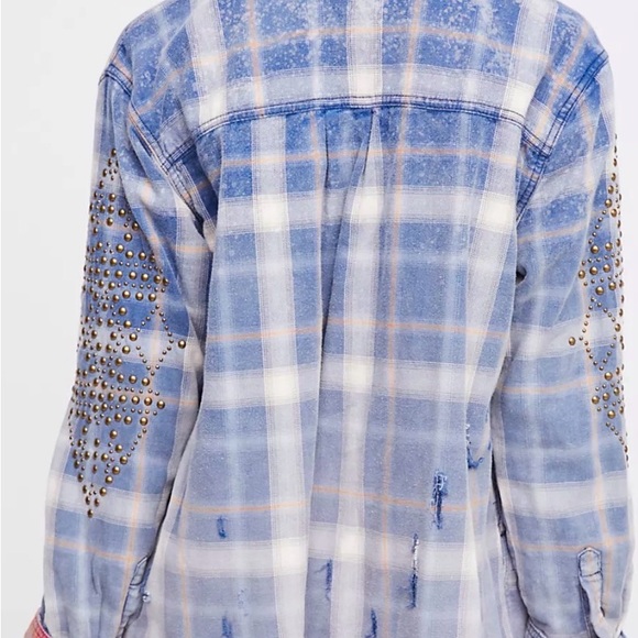 Free People Deconstructed Shirt Jacket /Studded Jacket ( small flaw) - Picture 2 of 4